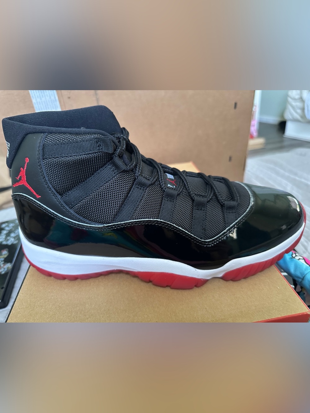 Air Jordan 11 Retro 'Bred' High Top Sneakers - Black/Red